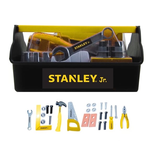 Stanley Jr. Kid Toy Role Play Toolbox Set Plastic Multicolored